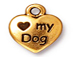 10 - TierraCast Pewter DROP Love My Dog Antique Gold Plated