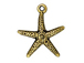 10 - TierraCast Pewter CHARM Starfish, Antique Gold Plated