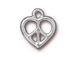 10 - TierraCast Pewter Charm Heart Peace Sign Bright Rhodium Plated