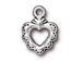 10 - TierraCast Pewter CHARM Small Sacred Heart Antique Silver Plated