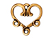 20 - TierraCast Pewter LINK 3 1 Vine Heart , Antique Gold Plated