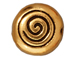 20 - TierraCast Pewter BEAD Sm Round 2 Sided Spiral Disk, Antique Gold Plated