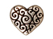 10 - TierraCast Pewter BEAD Heart Scroll, Antique Silver Plated