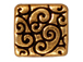 10 - TierraCast Pewter BEAD Square Scroll, Antique Gold Plated
