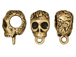 5 - TierraCast Pewter BAIL Skull with Large Hole Antique Gold Plated 