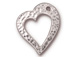 10 - TierraCast Pewter Floating Heart Charm Bright Rhodium Plated