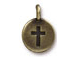 10 - TierraCast Oxidized Brass Round Cross  Charm