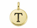 TierraCast Pewter Alphabet Charm Antique Gold Plated -  T