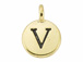 TierraCast Pewter Alphabet Charm Antique Gold Plated -  V