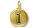 TierraCast Pewter Number Charm Antique gold Plated - 1
