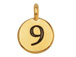 TierraCast Pewter Number Charm Antique gold Plated - 9