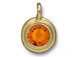 Tangerine - TierraCast Bright Gold Plated Pewter Stepped Bezel Charm with Swarovski Stone
