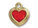 TierraCast Bright Gold Plated Pewter Heart Stepped Bezel Charm with Swarovski Stone - Light Siam