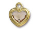 TierraCast Bright Gold Plated Pewter Heart Stepped Bezel Charm with Swarovski Stone - Light Silk