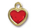 TierraCast Bright Gold Plated Pewter Heart  Bezel Charm with Swarovski Stone - Light Siam