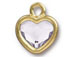 TierraCast Bright Gold Plated Pewter Heart  Bezel Drop with Swarovski Stone - Crystal