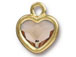 TierraCast Bright Gold Plated Pewter Heart  Bezel Drop with Swarovski Stone - Light Silk