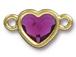 TierraCast Bright Gold Plated Pewter Heart  Bezel Link with Swarovski Stone - Fuchsia