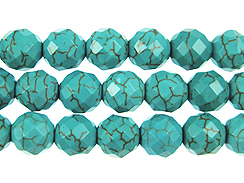 10mm Faceted Round Turquoise Agate Gemstone Bead Strand