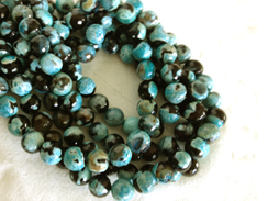 10mm Faceted Round Brown, Blue, and Black Agate Gemstone