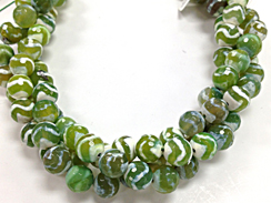 Chevron Green 12mm Faceted Round Hand Painted Agate Gemstone Full Strand