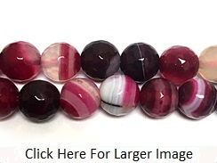 8mm Faceted Round Blooming Orchid Agate Bead Strand