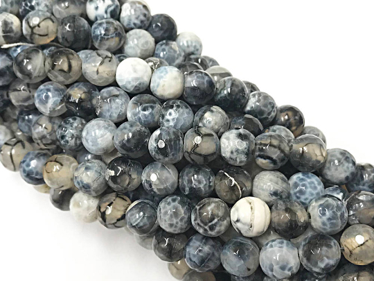 8mm Drift wood Agate Faceted Round Gemstone Beads Strand