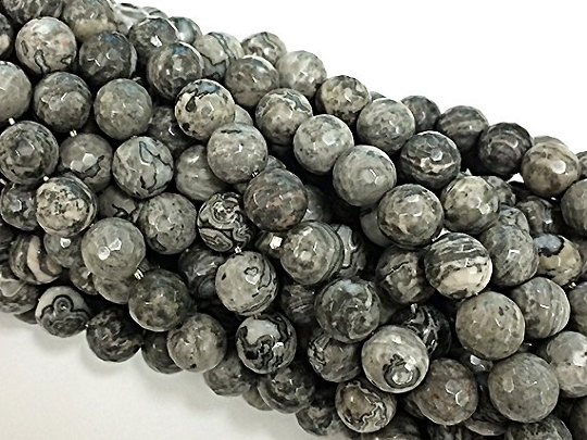 10mm Agate Faceted Round Sharkskin Gemstone Beads