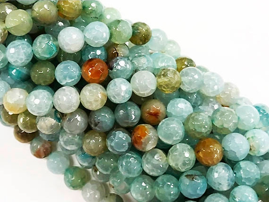 6mm Agate Sur Coast Gemstone Faceted Round Beads Strand