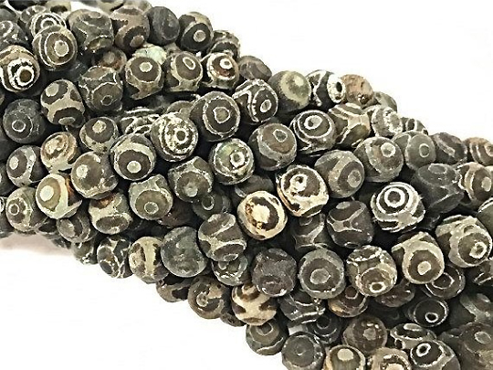 10mm Tibet Agate Matte Gemstone charcoal Brown Beads Strand