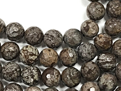 8mm Agate Faceted Round, Mountain Brown Earth tone Gemstone Beads Strand