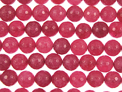 10mm Faceted Round Ruby Jade Gemstone Bead Strand