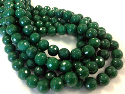 10mm Faceted Round Emerald Green Jade Gemstone.