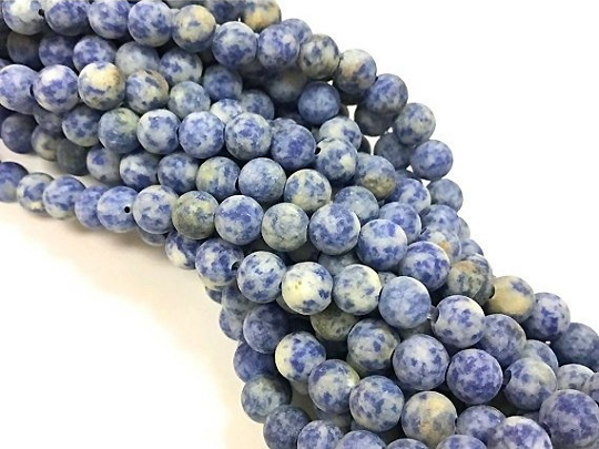 10mm Matte Indigo Blue Jasper Round Gemstone Beads Strand