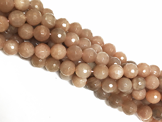 10mm Faceted Round Sunstone Strand