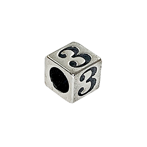 7mm Sterling Silver Number Bead or Block 3
