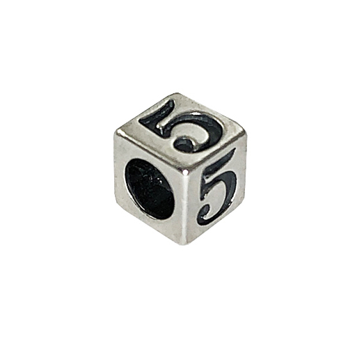 7mm Sterling Silver Number Bead or Block 5