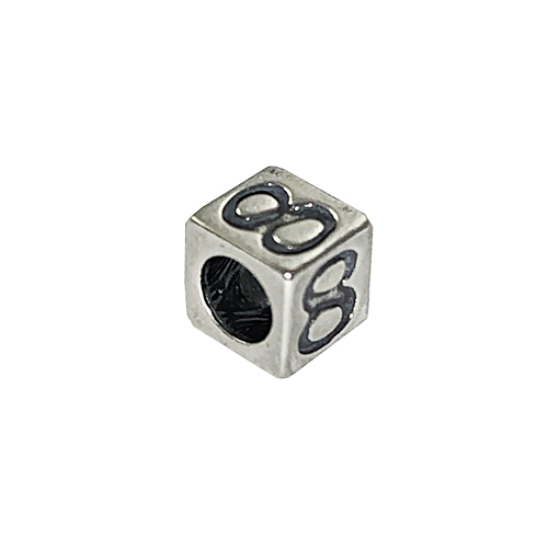 7mm Sterling Silver Number Bead or Block 8