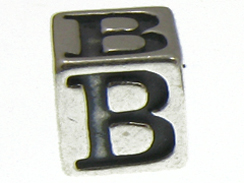 7mm Sterling Silver Letter Bead Alphabet Block B