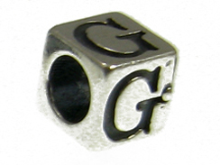 7mm Sterling Silver Letter Bead Alphabet Block G