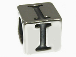 7mm Sterling Silver Letter Bead Alphabet Block I