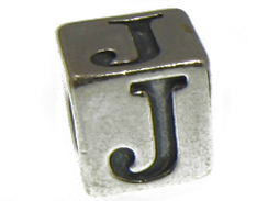 7mm Sterling Silver Letter Bead Alphabet Block J