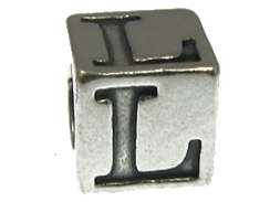 7mm Sterling Silver Letter Bead Alphabet Block L