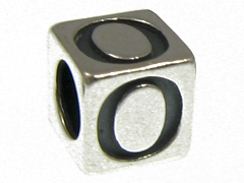7mm Sterling Silver Number Bead or Block 0