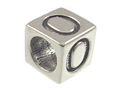 7mm Sterling Silver Greek Letter Bead or Alphabet Block Omnicron