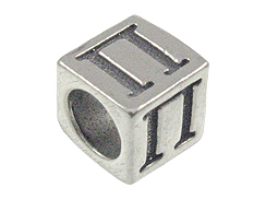 7mm Sterling Silver Greek Letter Bead or Alphabet Block Pi