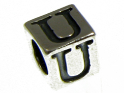 7mm Sterling Silver Letter Bead Alphabet Block U