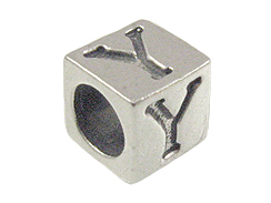 7mm Sterling Silver Greek Letter Bead or Alphabet Block Upsilon