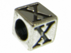 7mm Sterling Silver Letter Bead Alphabet Block X