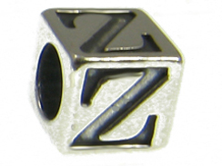 7mm Sterling Silver Letter Bead Alphabet Block Z